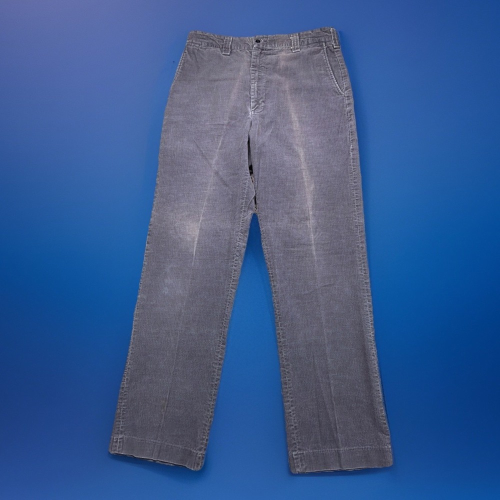 Vintage 70s Mens  Talon‎ Gray Western Bootcut Corduroy Pants 32x32 Faded